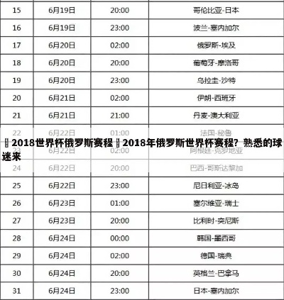 2018俄罗斯世界杯图片 2018俄罗斯世界杯赛程结果表